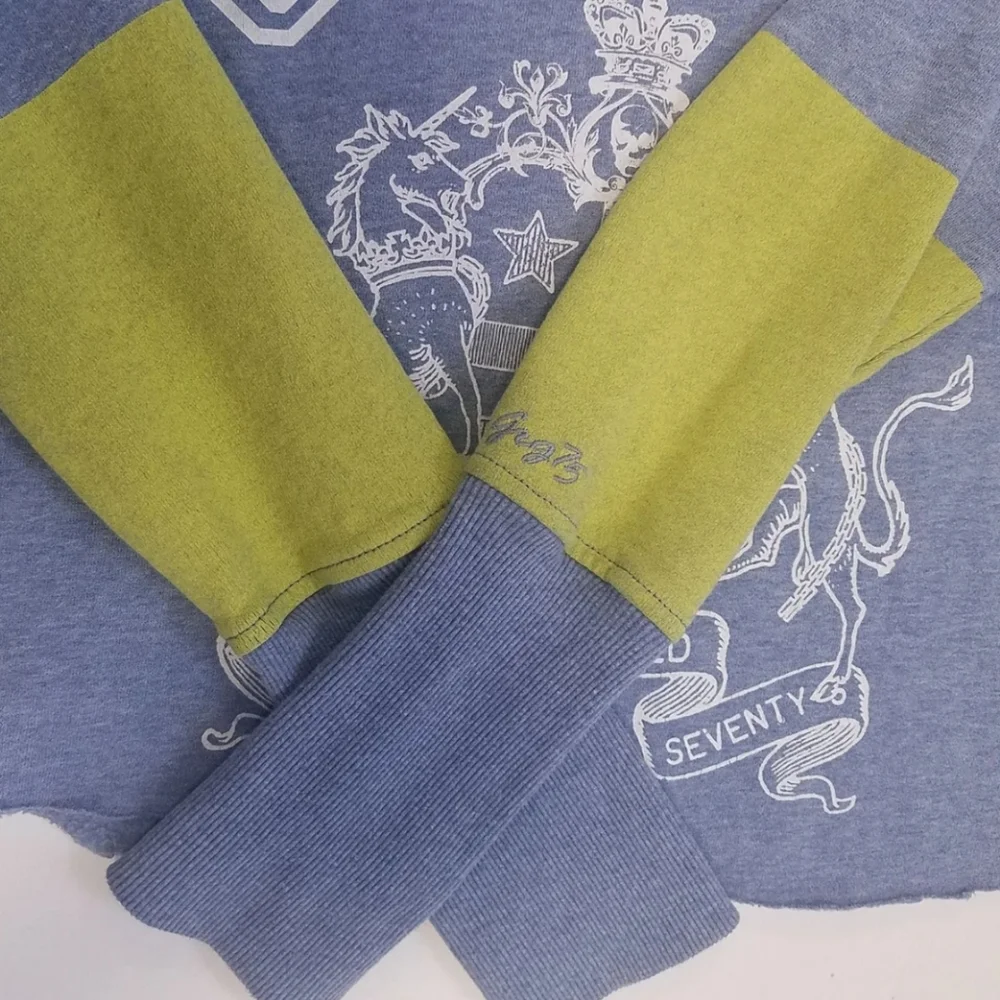 Garage Canada Women's Drawstring Spellout Hoodie Medium Blue Green - Picture 6 of 10